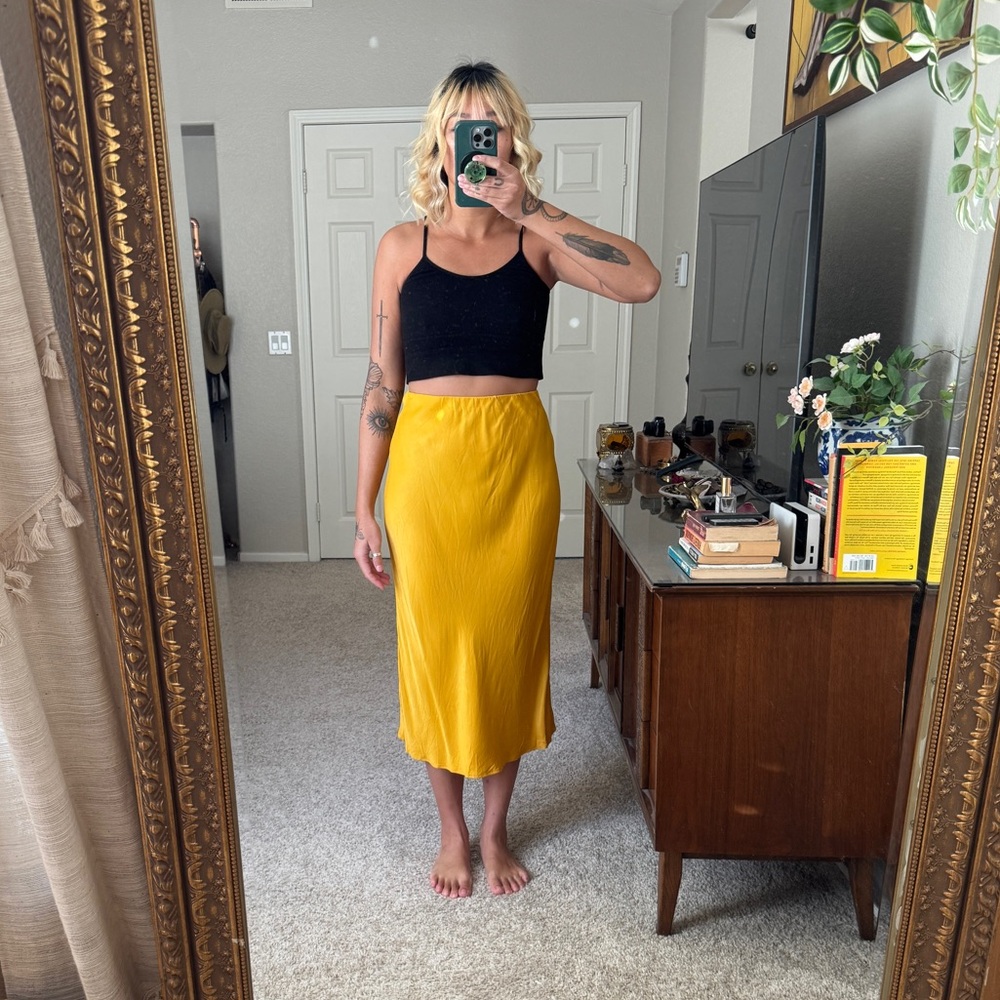 Anthropologie Golden Midi Skirt